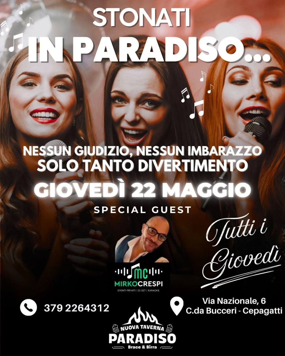 evento taverna paradiso stonati in paradiso serate karaoke vicino pescara