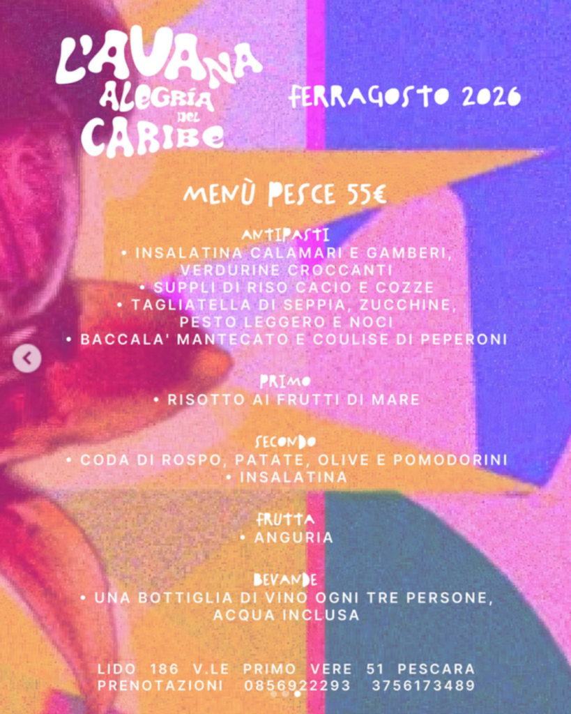 evento pescara lido 186 ferragosto al 186 foto2 menu pranzo pescara eventi ferragosto 2026