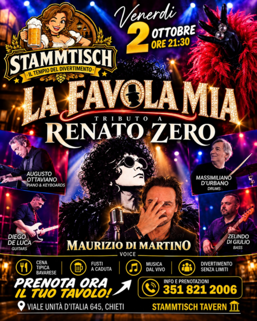 evento chieti stammtisch serata cover renato zero chieti serate cover venerdì