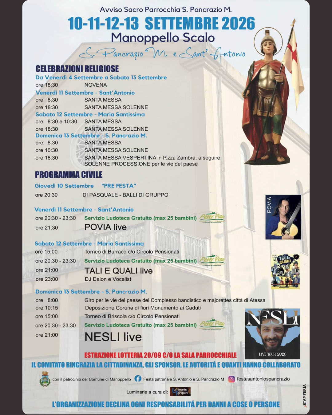 evento manoppello feste a manoppello scalo 2026 programma civile e religioso manoppello feste patronali