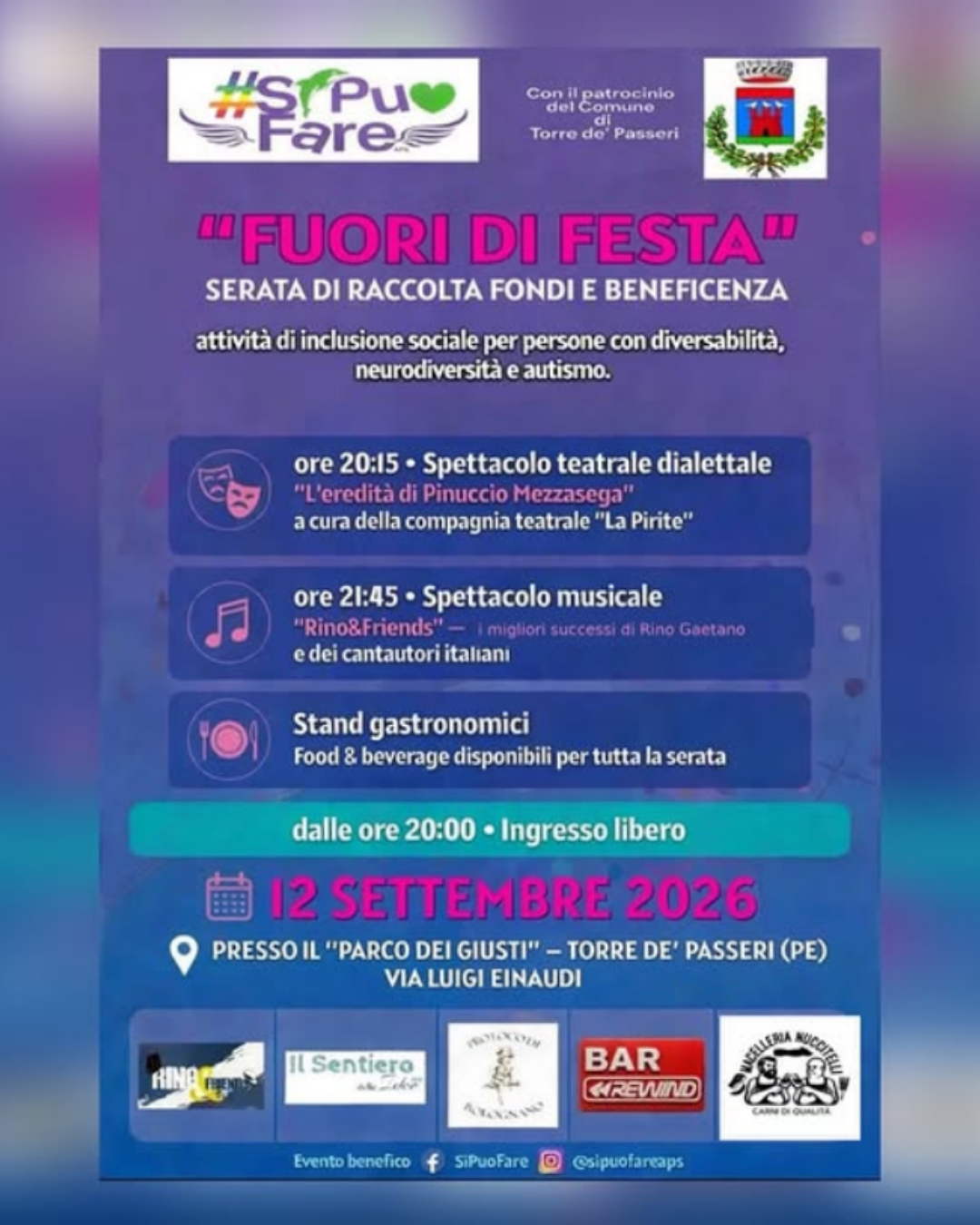 evento torre de' passeri serata beneficienza con associazione si può fare aps torre de passeri serate weekend
