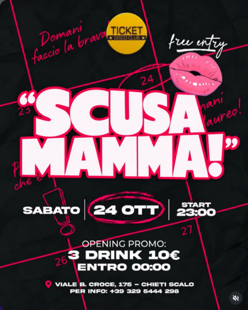 evento chieti scalo ticket disco club scusa mamma chieti serate sabato al ticket