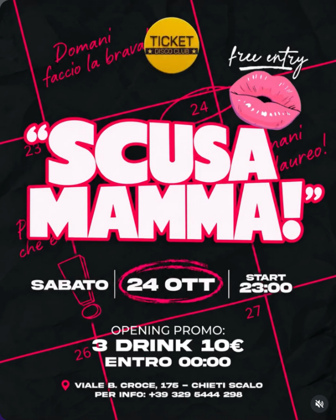 evento chieti scalo ticket disco club scusa mamma chieti serate sabato al ticket