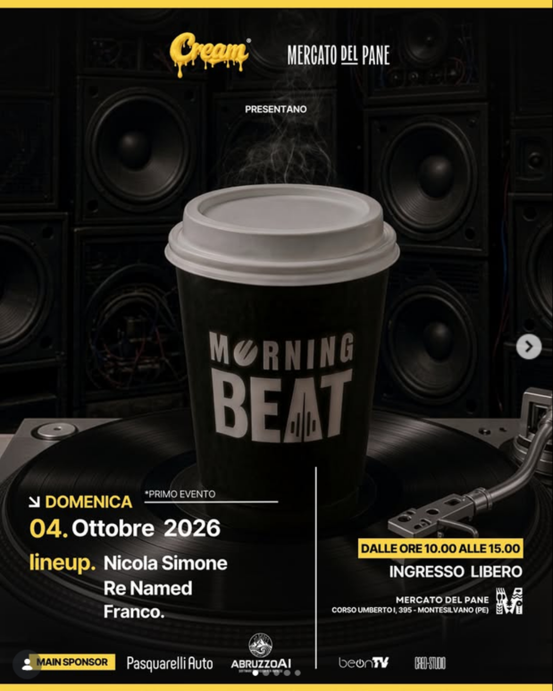 evento montesilvano mercato del pane morning beat con cream pescara montesilvano eventi domenica mattina
