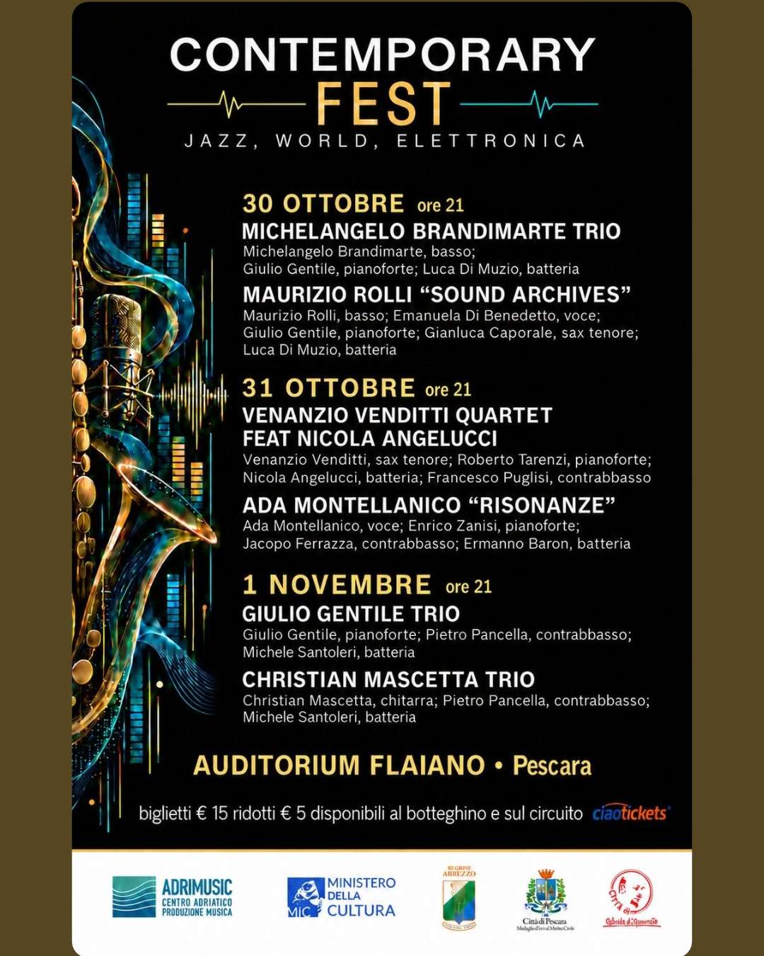 evento pescara auditorium flaiano contemporary fest 2026 pescara eventi a teatro domani