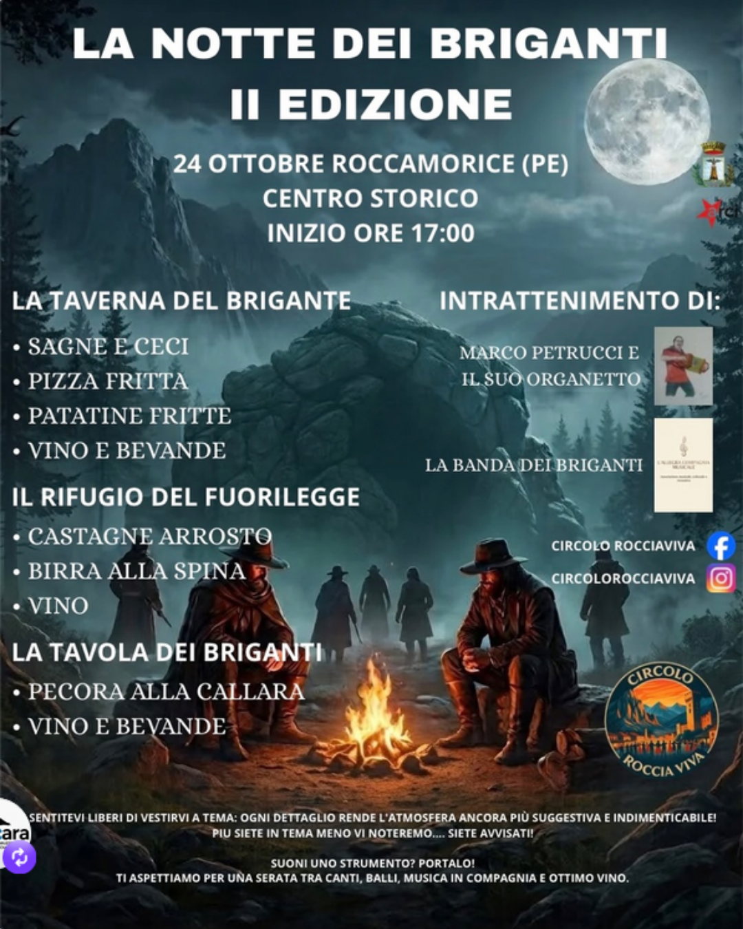 evento roccamorice la notte dei briganti 2026 abbateggio serate sabato